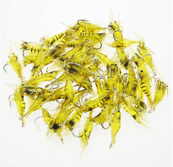 4/10PCS Fake Shrimp Road Bait with Hooks Small Grass Shrimp Glow-in-the-dark Soft Bait Small Shrimp Fake Bait Fishing Lures