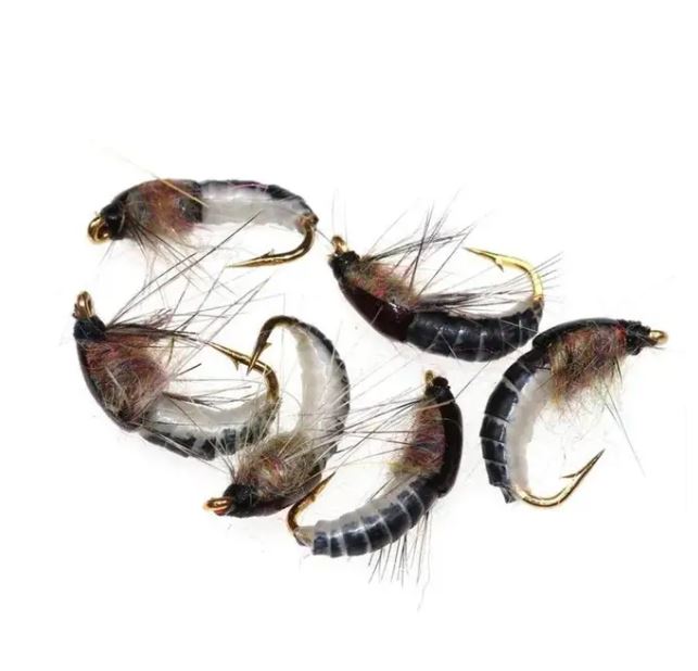 6PCSTrout Fishing Realistic Nymph Scud Fly Nymphing Artificial Insect Baits Flying Lure Fishing Accessories