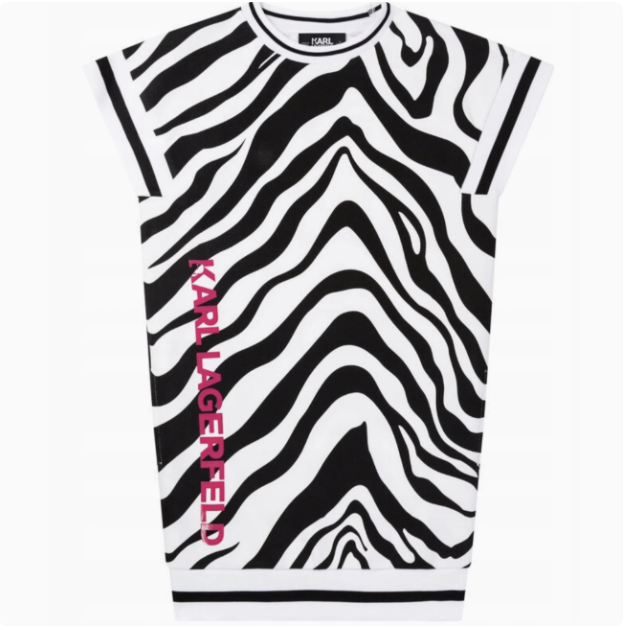 KAR black and white floral hot glue LOGO round neck sleeveless dress