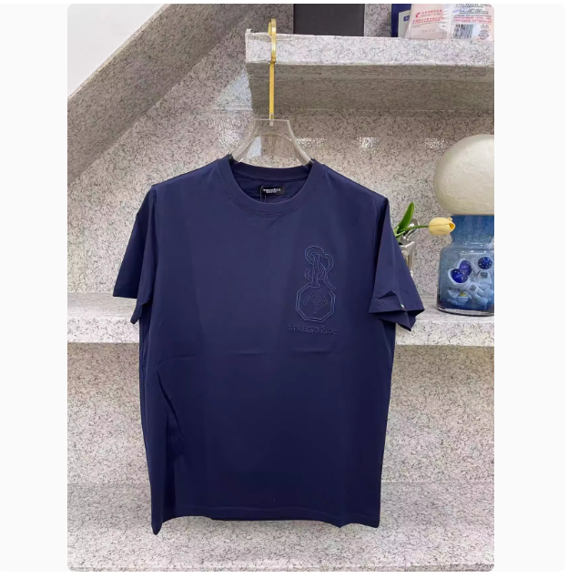 Stefano Stephen Law Nizhi 2025 Spring and Summer New Round Neck Eagle Head SR Embroidered Men's Short Sleeve T-shirt