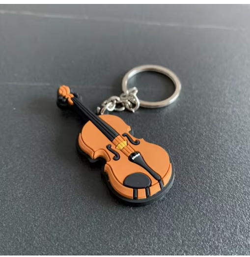 Promotion Music Keychain Soft Rubber Silicone Guitar Saxophone Violin Piano Vocal Concert Keyring Free Key Bag Pendant