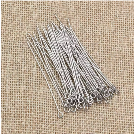 No Fade 100pcs/Lot 20 30 35 40 70 mm Stainless steel Eye Pins Findings Eye Head Pins For Jewelry Making DIY Supplies Accessories