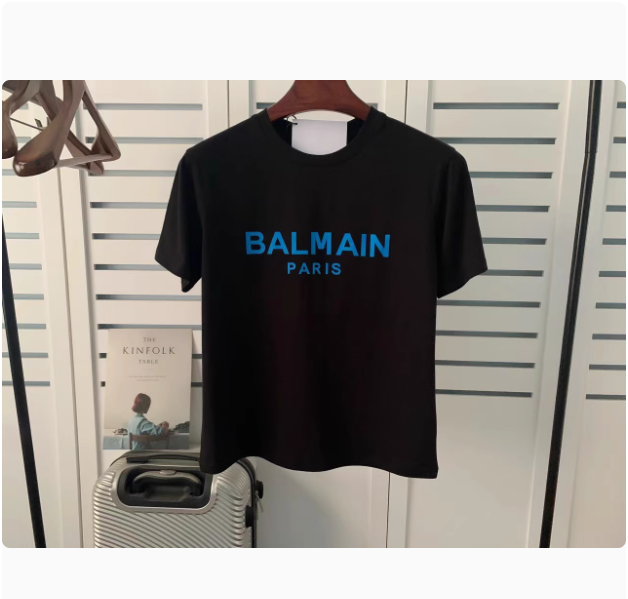 25ss new Balmain short-sleeved gold-stamped letters cotton loose pullover trendy brand T-shirt couple style