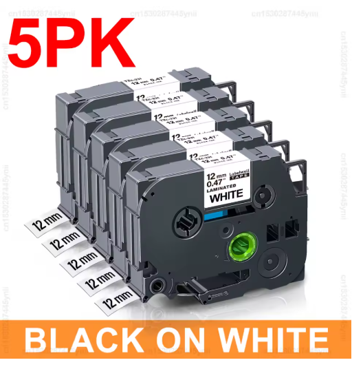 3/ 5/10PK 12mm tze231 Label Tape Black on White Compatible for Brother 231 131 631 335 for Brother P-Touch PTH110 Label Printer