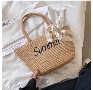 Large-capacity letter straw woven bag female 2023 new summer woven bag beach vacation one-shoulder all-match handbag