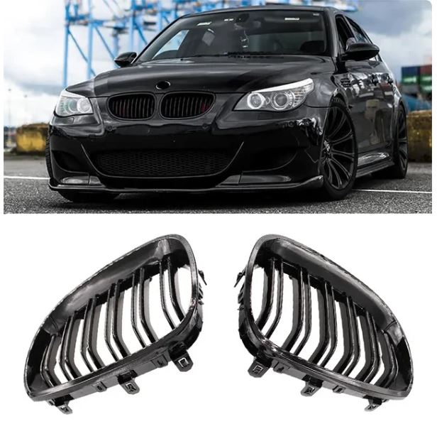 2pcs Car Front Sport Grill Kidney Grilles Grill For BMW 5 Series M5 E60/E61 2003 2004 2005 2006 2007 2008 2009 2010 Gloss Black