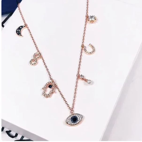 SALE New Devil's Eye Lucky Palm crystal from Austrian Horseshoe Pulling Necklace Girl gift chain Fashion jewelry