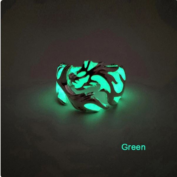 Luminous Dragon Ring for Men Adjustable Size Arresting Noctilucent Night Light Glowing In The Dark Moon Jewelry Wholesale