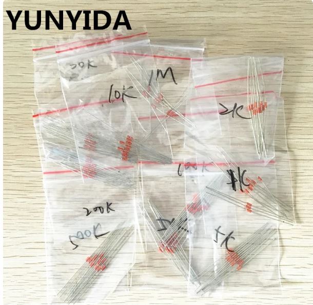 Free Shipping 100pcs=10value*10pcs NTC Thermistor Resistor Kit NTC-MF58 1K 2K 5K 10K 20K 50K 100K 200K 500K 1M +/-5% 3950B