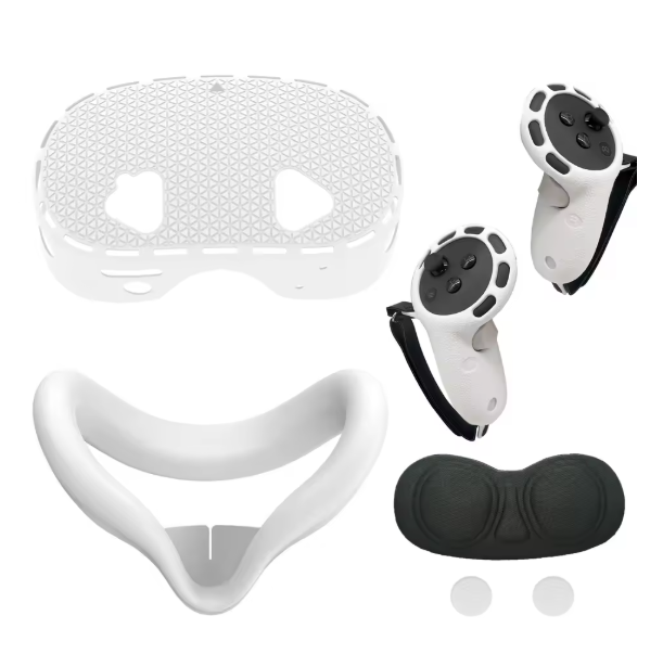 5 IN 1 Silicone Case For Meta Quest 3S VR Protector Lens Cap Soft Grip Cover Shockproof Durable Anti-scratch Accessories
