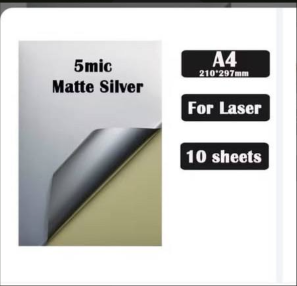 A4 Matte Silver Sticker Paper PET UV Material Label Brushed Golden Waterproof Anti-Scrath For Inkjet Laser Printer 8.5mic 5mic