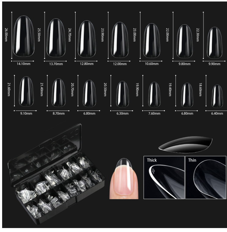 European and American special nail art nail tips transparent nail tips nail shape nail art traceless false nails boxed coffin nails cross-border supply