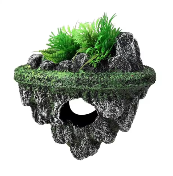 Fish Tank Artificial Stone Decor Miniature Aquarium Float Moss Rock Landscaping Betta Cave Hideout Shelter Terrarium Ornament