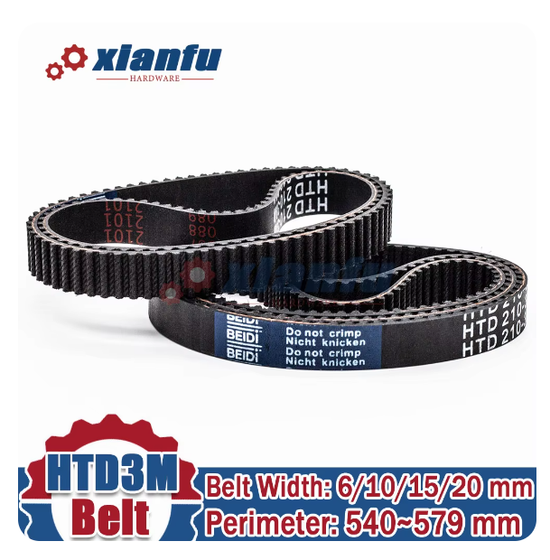 HTD 3M Timing Belt Closed Loop Rubber Width 6/10/15/20mm Lp=540 543 546 549 552 555 558 561 564 567 570 573 576 579mm Perimeter