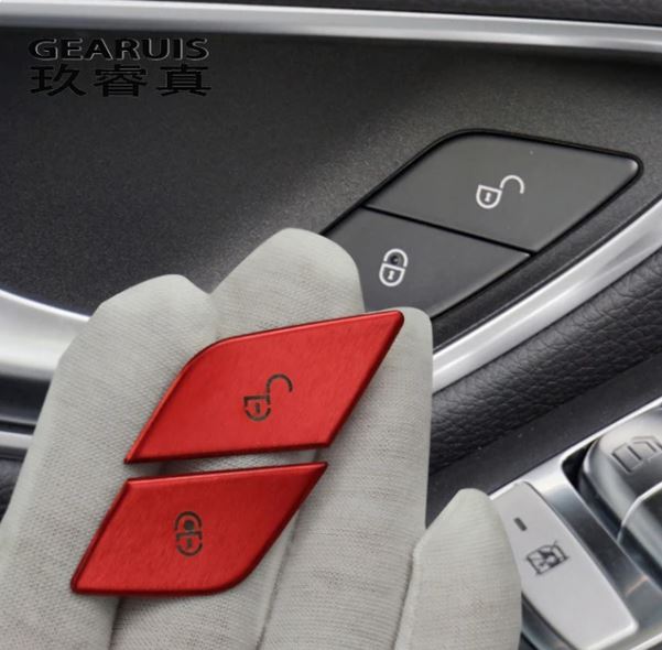 Car Styling For Mercedes Benz C E Class W205 W213 GLC X253 Door Lock Switch Buttons Sequins Covers Stickers Trim Interior Decals