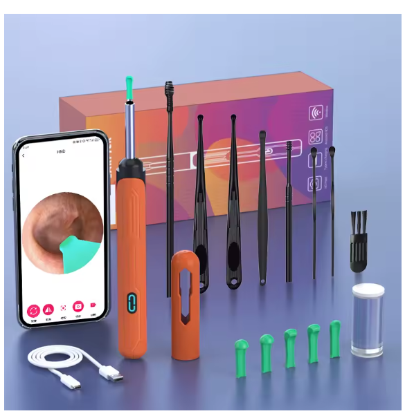 Ear Cleaner with Camera Set HD Ear Sticks Otoscope USB C Charging Endoscope Wax Removal Tool Earpick Ear Cleaning Set NK3