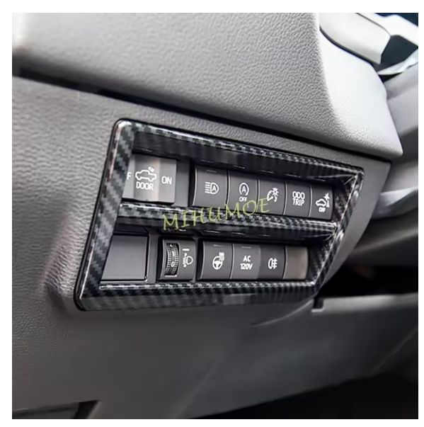 For 2022-2025 Toyota Sequoia Tundra Carbon Fiber Interior Center Console Headlight Switch Cover Trims Accessories