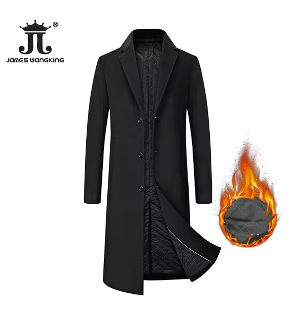 Winter Mens Long Coat Woolen Jackets Autumn Wool Blend Overcoat Trench Men X-long Thick Coat Over The Knee Trench Coat