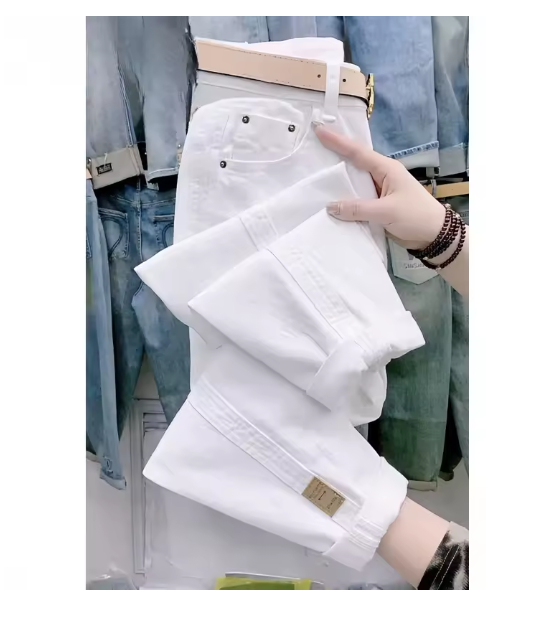 2024 New Spring Summer White Jeans Women's Loose All-Match Casual High Waist Denim Harun pants Female Cowboy Trousers