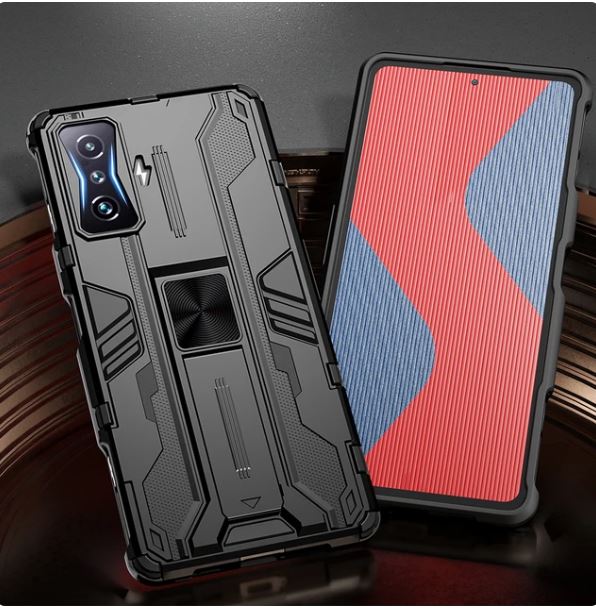 KEYSION Shockproof Armor Case for Xiaomi POCO F4 GT F4 5G F3 GT Silicone + PC Kickstand Phone Cover for Redmi K50 Gaming K40 Pro