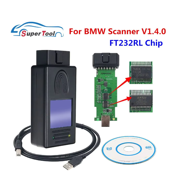 A++ Quality OBD2 Auto Scanner 1.4.0 For BMW Scanner Tool Unlock Version 1.4 With FT232RL Chip PA Soft V1.4.0 For BMW Scanner 1.4