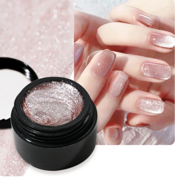 1Jar Flash Sparkling Galaxy Nail Cat Eye Gel Sparkling Holographic Cat Eye's Gel Reflective Semi-Permanent UV LED Cat Eye Gel