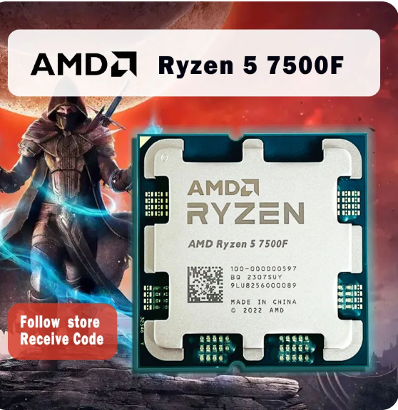 NEW AMD Ryzen 5 7500F R5 7500F 3.7GHz 6-Core 12-Thread CPU Processor 5NM L3=32M 100-000000597 Socket AM5 Without cooler