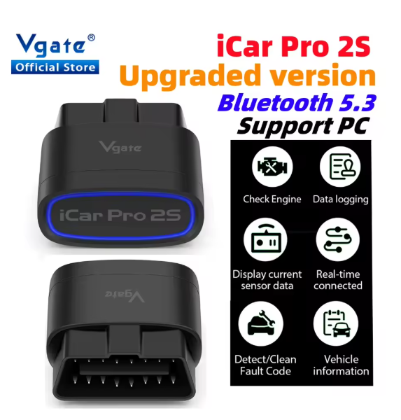 New Vgate iCar Pro 2S ELM327 Bluetooth 5.3 for Android/IOS/PC OBD2 Car Diagnostic Tool elm 327 Upgraded OBD 2 V2.3 Auto Scanner