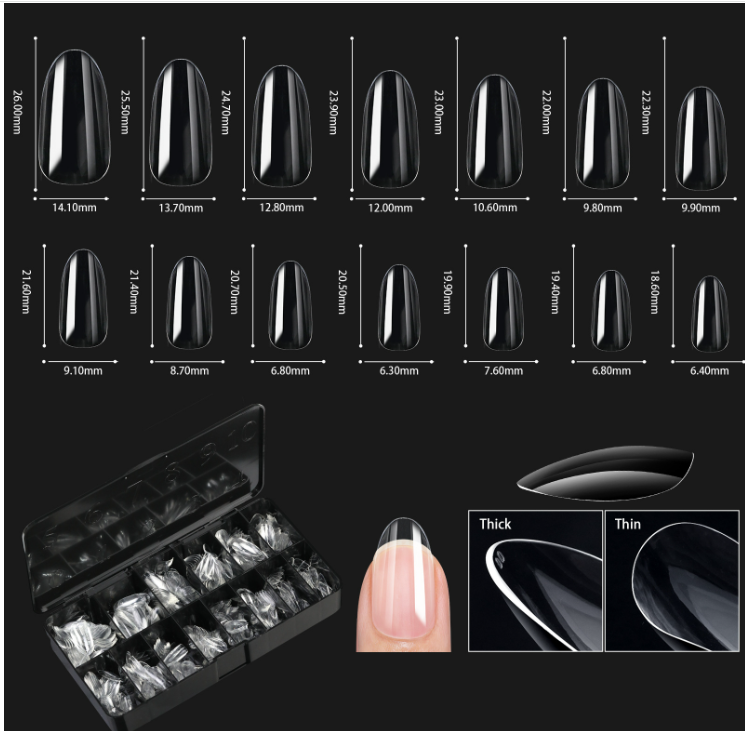 European and American special nail art nail tips transparent nail tips nail shape nail art traceless false nails boxed coffin nails cross-border supply
