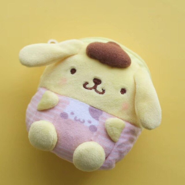 11cm Anime Cartoon My Melody Cinnamoroll KTcat Purin Dog Kuromi Plush Toys Pendant Wallet Kawaii Stuffed Plushie Soft Dolls Gift