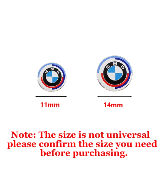 11/14MM 3D Aluminum Car Key Shell Stickers For BMW M M1 M2 M3 F32 E60 F01 F30 F20 E90 F30 F87 E46 E60 Auto Key Remote Fob Decals