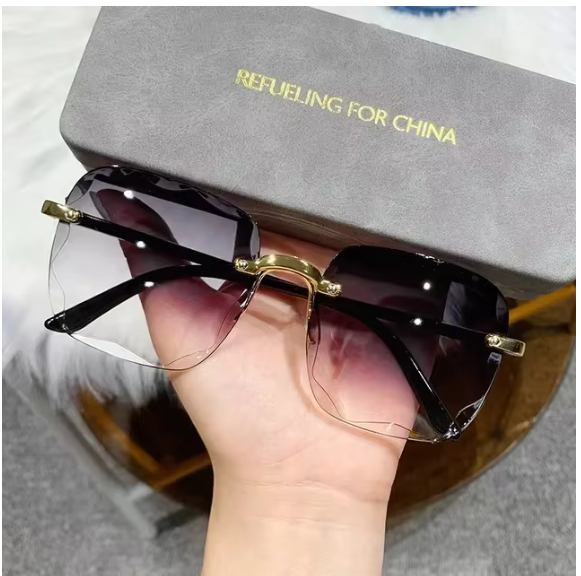 Square Sunglasses Woman Fashion Rimless Gradient Sun Glasses Brand Designer Ladies Frameless Gradient Mirror Shades Eyeglasses