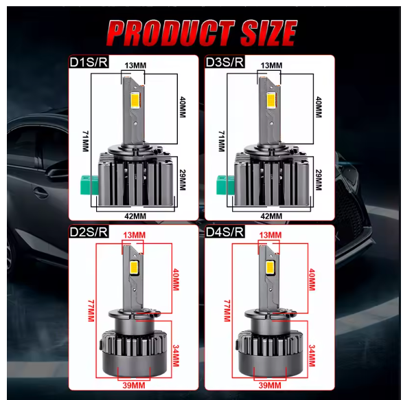 Bullvision D2S D4S LED Headlights HID D1S D3S D5S D8S D1R D2R D3R D4R D1C D2H D2C Two-sided 9570 CSP Canbus EMC 6500K Car Lights