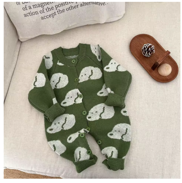 5725 Baby Knitted Clothes 2025 Spring and Autumn Cartoon Knitted Jumpsuit for Boys and Girls 0-3Year Baby Climbing Clothes