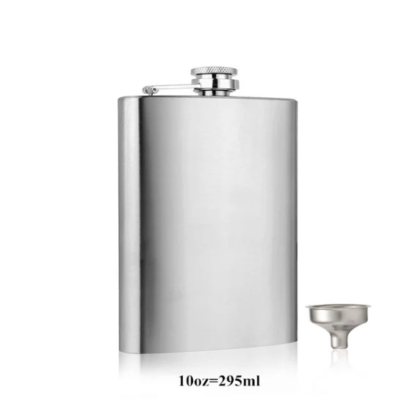 LMETJMA 1 4 5 6 7 8 9 10 oz Stainless Steel Hip Flask with Funnel Pocket Hip Flask Alcohol Whiskey Hip Flask Screw Cap KC0139