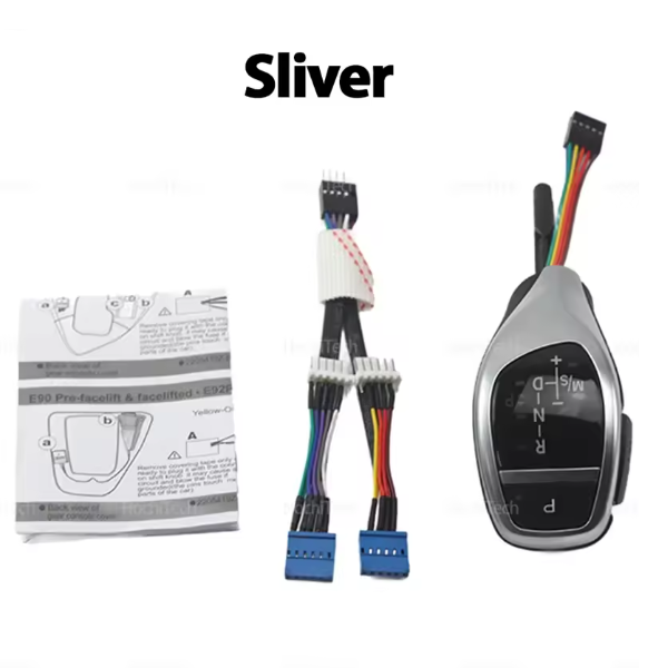 Led PU Leather Sliver LED Gear Shift Knob Automatic Gear Shifter Lever Handle Kit for BMW 5 Series E39 M5 1995-2004