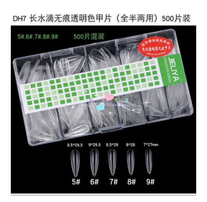 Internet celebrity ultra-thin traceless transparent nail piece free of polishing long water drop almond nail 56789 replacement number false nail wear nail