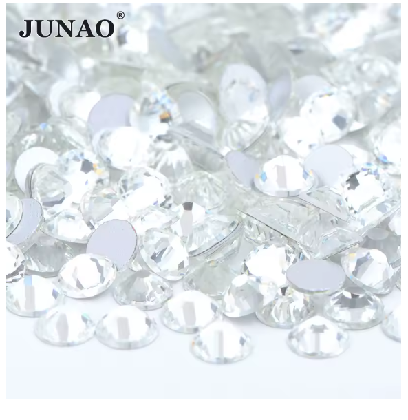 JUNAO 100Gross SS3 SS4 SS5 SS6 SS30 SS40 SS50 Large Size Crystal AB Glass Rhinestone Flatback Crystals Non Hotfix Strass For DIY