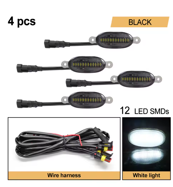 LED Front Grille Running Lights Smoked Lens Amber Car Light For Peugeot toyota Ford Mitsubishi Nissan Chevrolet Jeep GMC SUZUKI