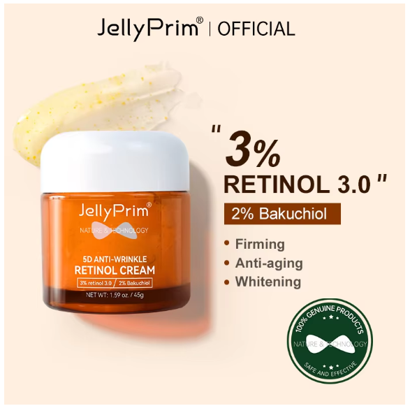 Jellyprim Retinol Face Cream Dark Spot Removal Anti-Aging Wrinkle Remove Firming Lifting Whitening Moisturizing Skin Care