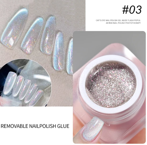 1Jar Flash Sparkling Galaxy Nail Cat Eye Gel Sparkling Holographic Cat Eye's Gel Reflective Semi-Permanent UV LED Cat Eye Gel