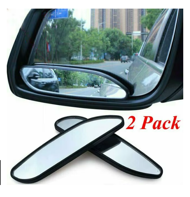 2Pcs Black Plastic Shell Glass Blind Spot Rectangular Mirror Auto Wide Angle Convex Rear Side View Car Truck SUV Rearview Mirror