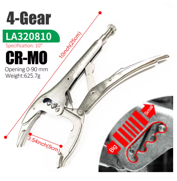 LAOA 10 Inch Locking Pliers 2/4 Gears Round Alligator Nose Vise Clamp Welding Tool Straight Jaw Lock Nippers Vice Grips Set