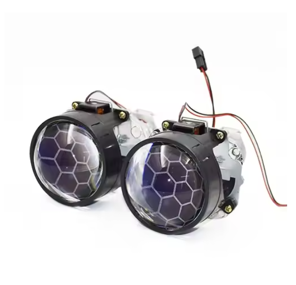 RONAN 2.5''Ver8.1 Blue Honeycomb Bi Xenon HID MINI Projector Lens H1 Auto Headlight H4 H7 Base Adapter Ring Car Styling Retrofit