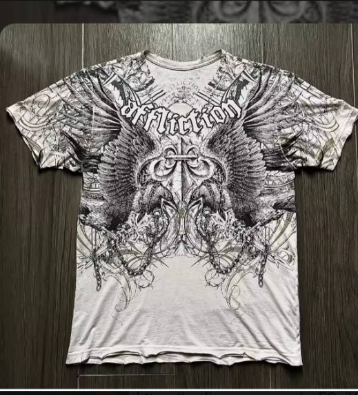 90s Affliction hip hop Skull Graphic t shirts men Streetwear Goth Tops Men Clothes Casual Gothic Oversized Long Sleeve t shirt