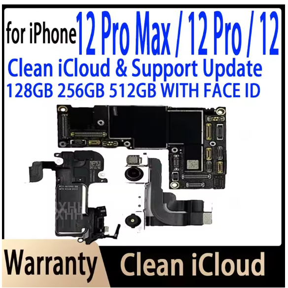 2025 Full Working Mainboard for iPhone 12 / 12 Pro MAX Motherboard with Face ID Main Logic Board for iPhone 12