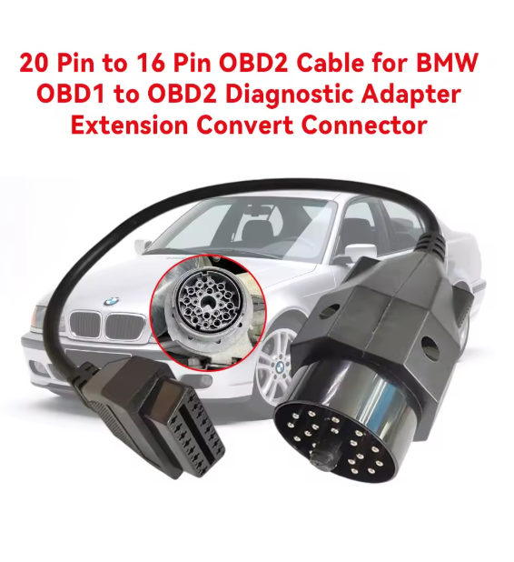 Obd2 Female to 20 Pin Extension Convert Adapter OBD1 to OBD II Cable for 20 Pin E31 E32 E34 E36 E39 E38 E53 X 5 Z3