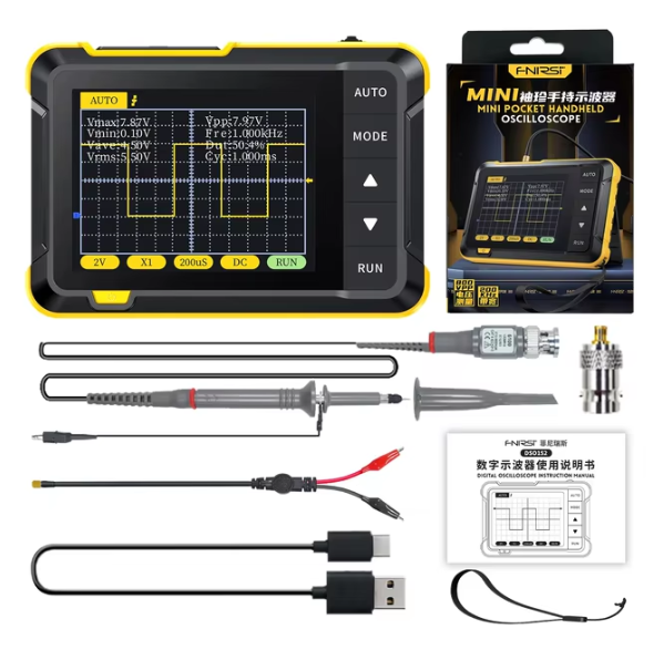 FNIRSI DSO152 Mini Handheld Digital Oscilloscope 2023 Latest Version 2.5MSa/s 200KHz Analog Bandwidth 800 VPP with PWM Output