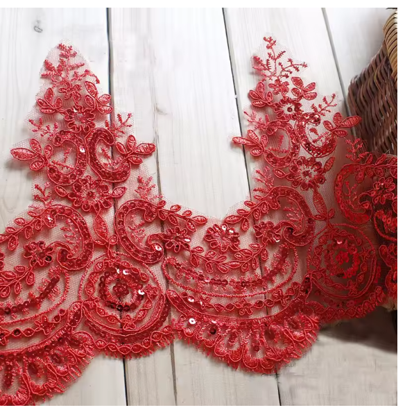 3Y-6Yards/Lot Refined Luxury with Continental Car Bone Sequined Lace Wedding Dress Accessories Lace Trim For Bridal Dress