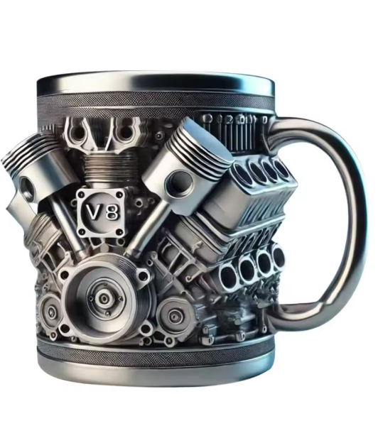 V8 Engines Stainless Steel Coffee Mug Creative Resin Water Cup Funny V6 Engines Wine Cup Coffee Cup Water Container Accessories